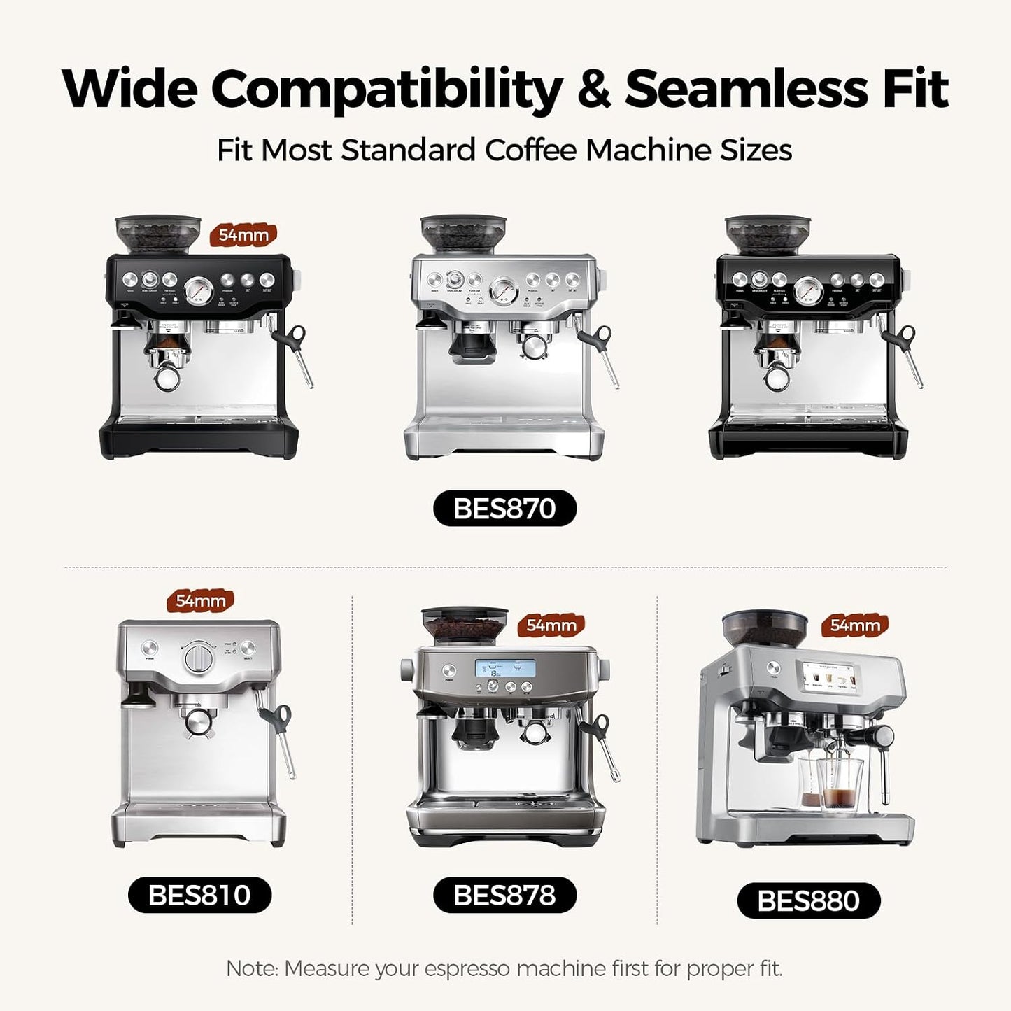 IKAPE 54mm Bottomless Naked Portafilter, Suitable for 54mm Breville Barista Series BES870/880 Machine &amp; Solis Barista Machines (Bambino Plus Not Supported)
