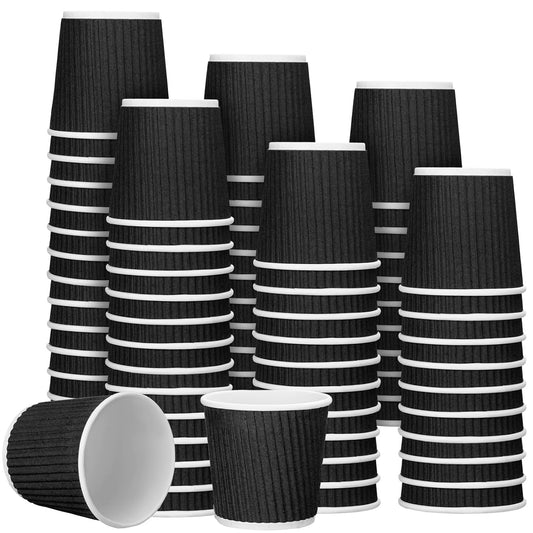 Yaomiao 200 Pcs 4 oz Disposable Espresso Coffee Cups Ripple Corrugated Paper Insulated Hot Cups for Party Cold Drinks Hot