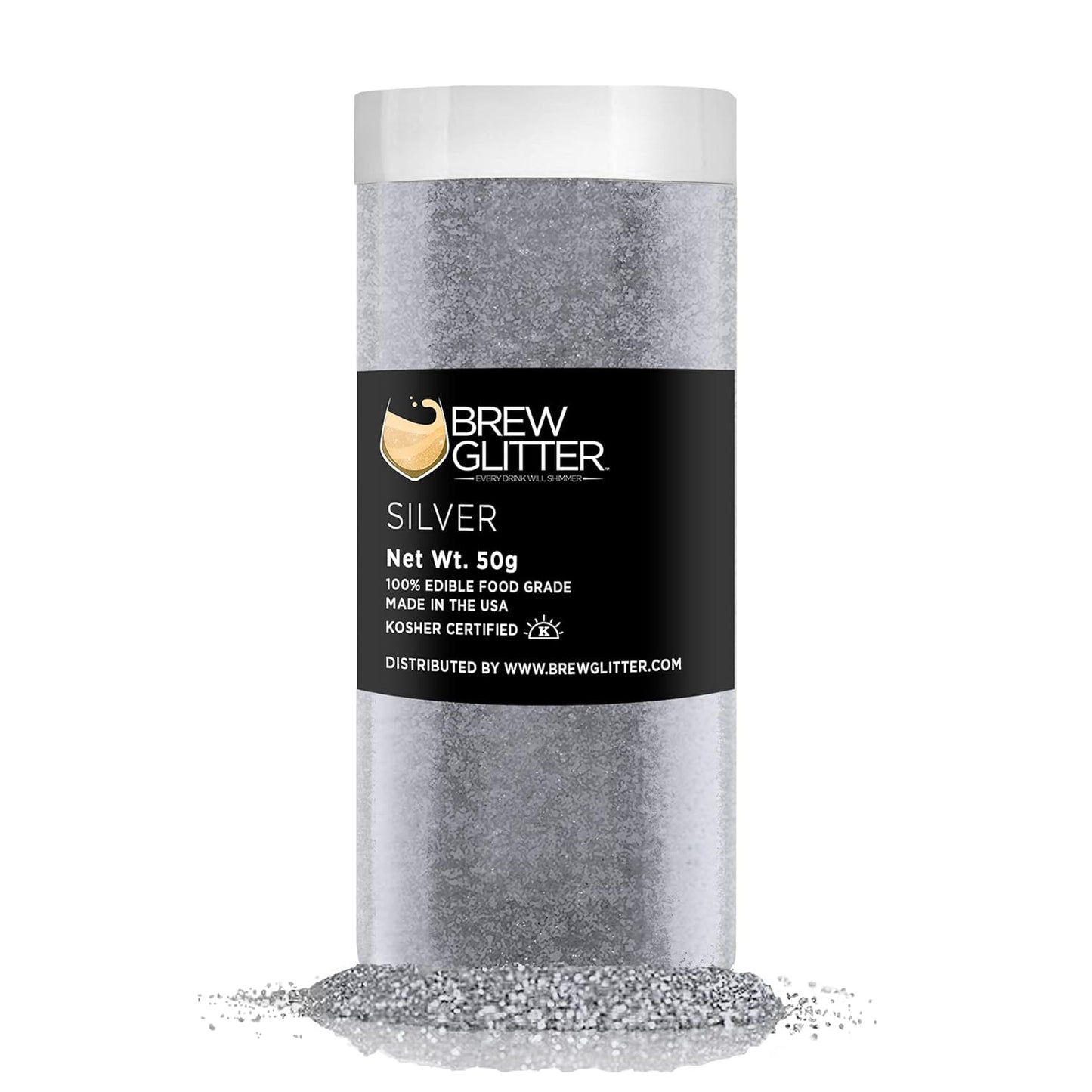 Brew Glitter - Silver (50g 1x Jar) | Edible Glitter For Drinks, Beer and Cocktail Beverages by Bakel