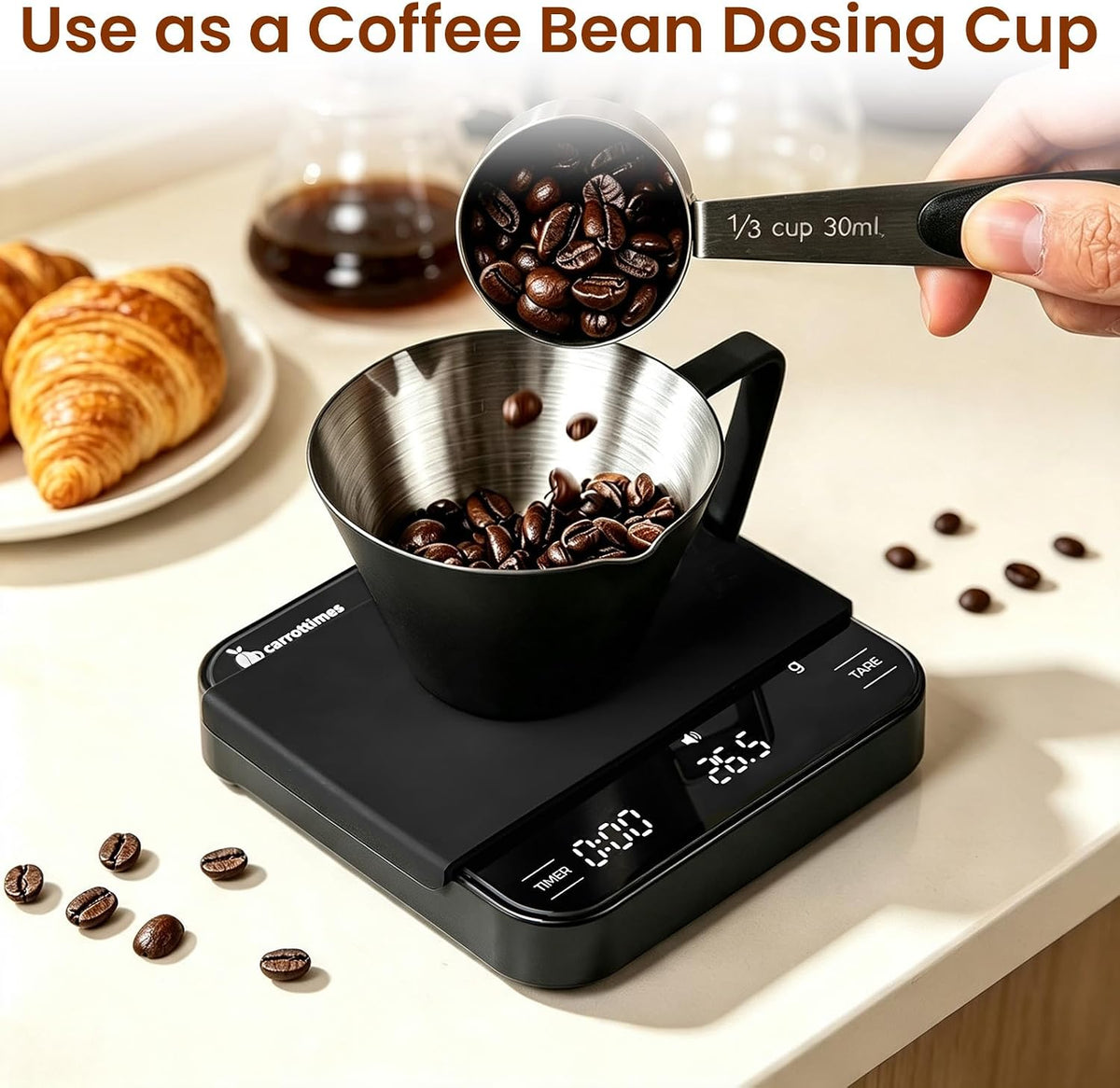 2 Pc Stainless Steel Espresso Shot Cups, 3.4oz/100ml, Black | Double Spout Measuring Cups with Handle, V-Shaped Mouth, Ideal for Espresso Brewing and Coffee Making