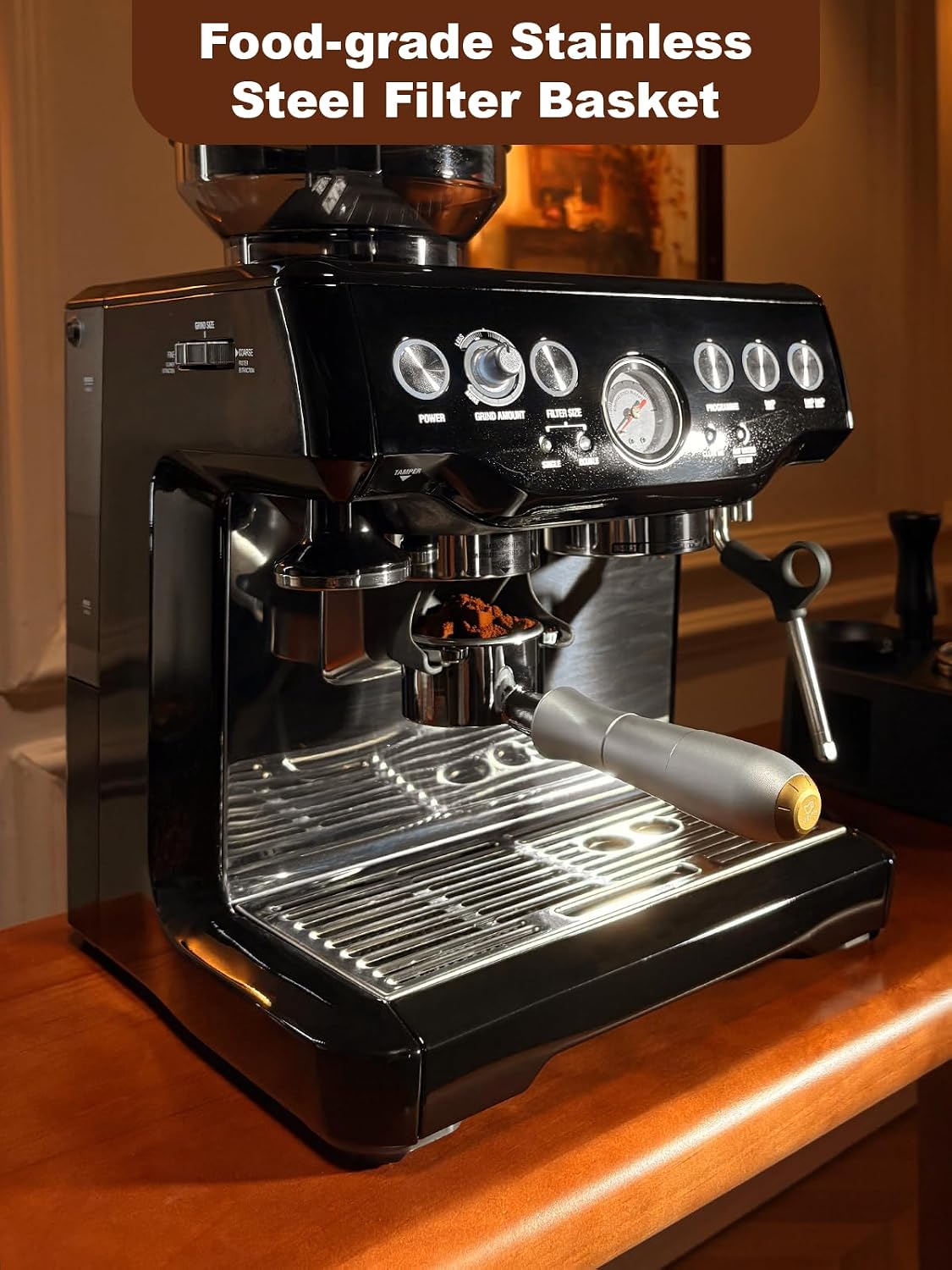 MEION 54mm Bottomless Portafilter with Anodized Aluminum Handle for Breville Barista Express, Barista Pro, Sage, BES870XL, BES878, BES880, Espresso Portafilter with 18g Filter Basket &amp; Puck Screen