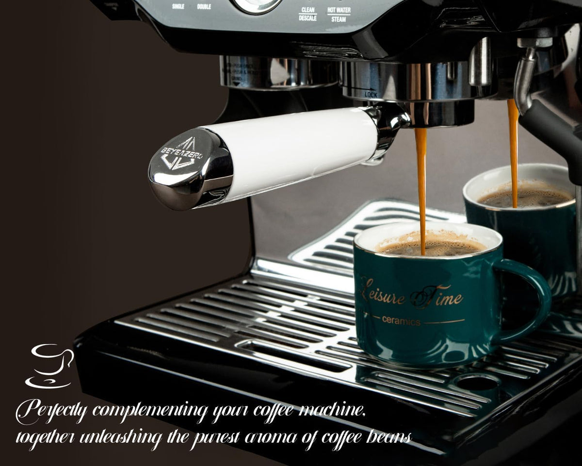 54mm Bottomless Portafilter Set – Includes Precision Filter Basket, Puck Screen &amp; Stand – Compatible with Breville Barista Express, Barista Pro &amp; 54mm Breville Machines, White