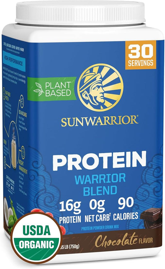 Organic Plant Based Protein Powder | Vegan Organic Protein Powder Chocolate Flavored with BCAA Amino Acids & Hemp Seed Pea