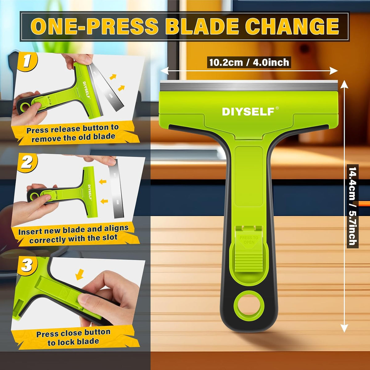 DIYSELF Razor Blade Scraper, 4 Inch Razor Blade Tool with 10 Blades