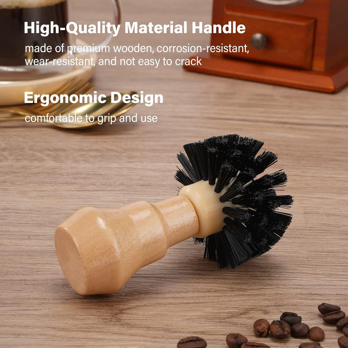 HOMEE Coffee Portafilter Basket Cleaning Filter Brush Fits for 54/58mm | Stiff Bristles Wood Handle Coffee Accessories,Espresso Barista Machine Cleaning Tool,Fits for Home Kitchen &amp; Small Coffee Bar