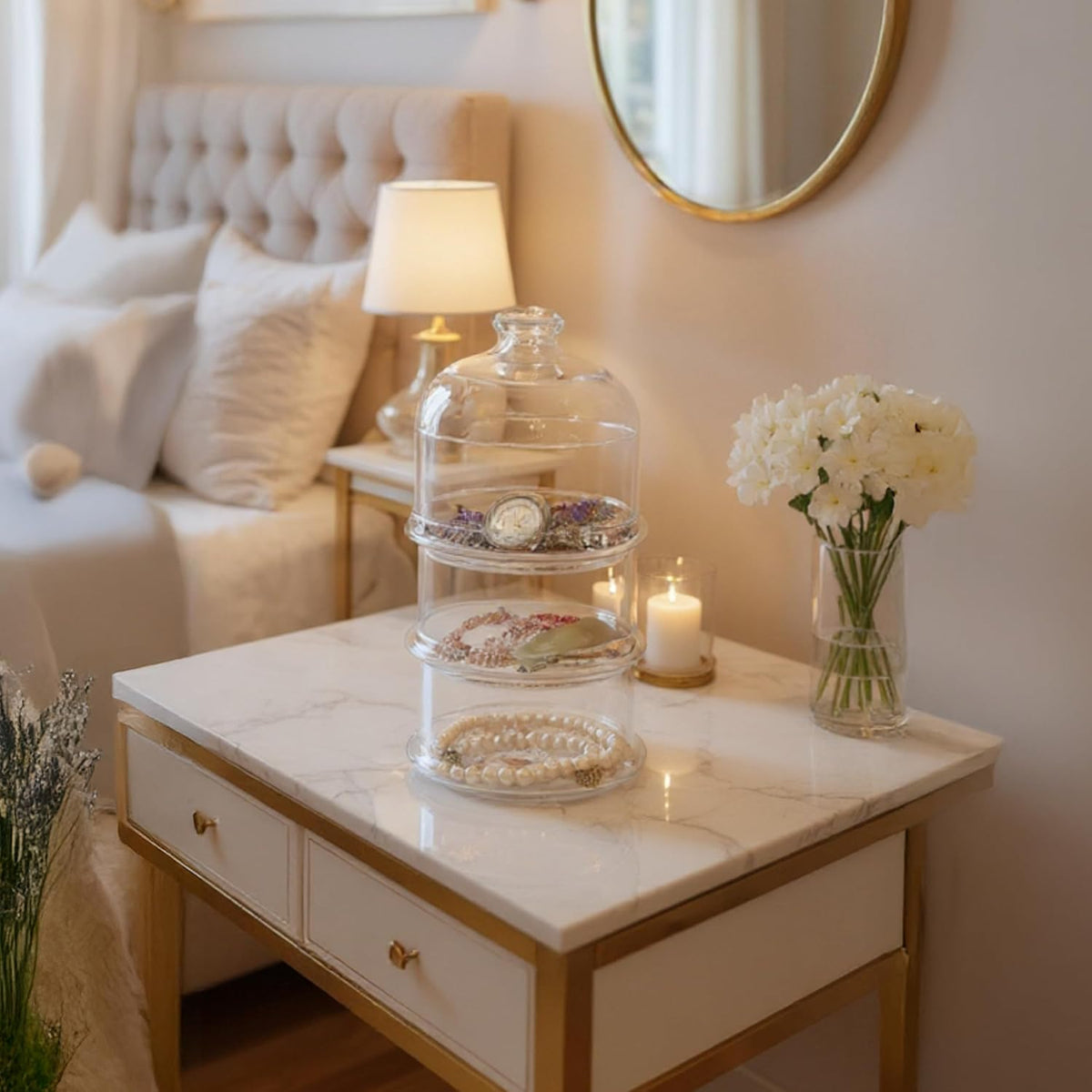 Ums 3 Tier Glass Jars with Lid, Cookie Jar, Candy Jars for Candy Buffet, Apothecary Jars, Kitchen &amp; Bathroom Organizers and Storage