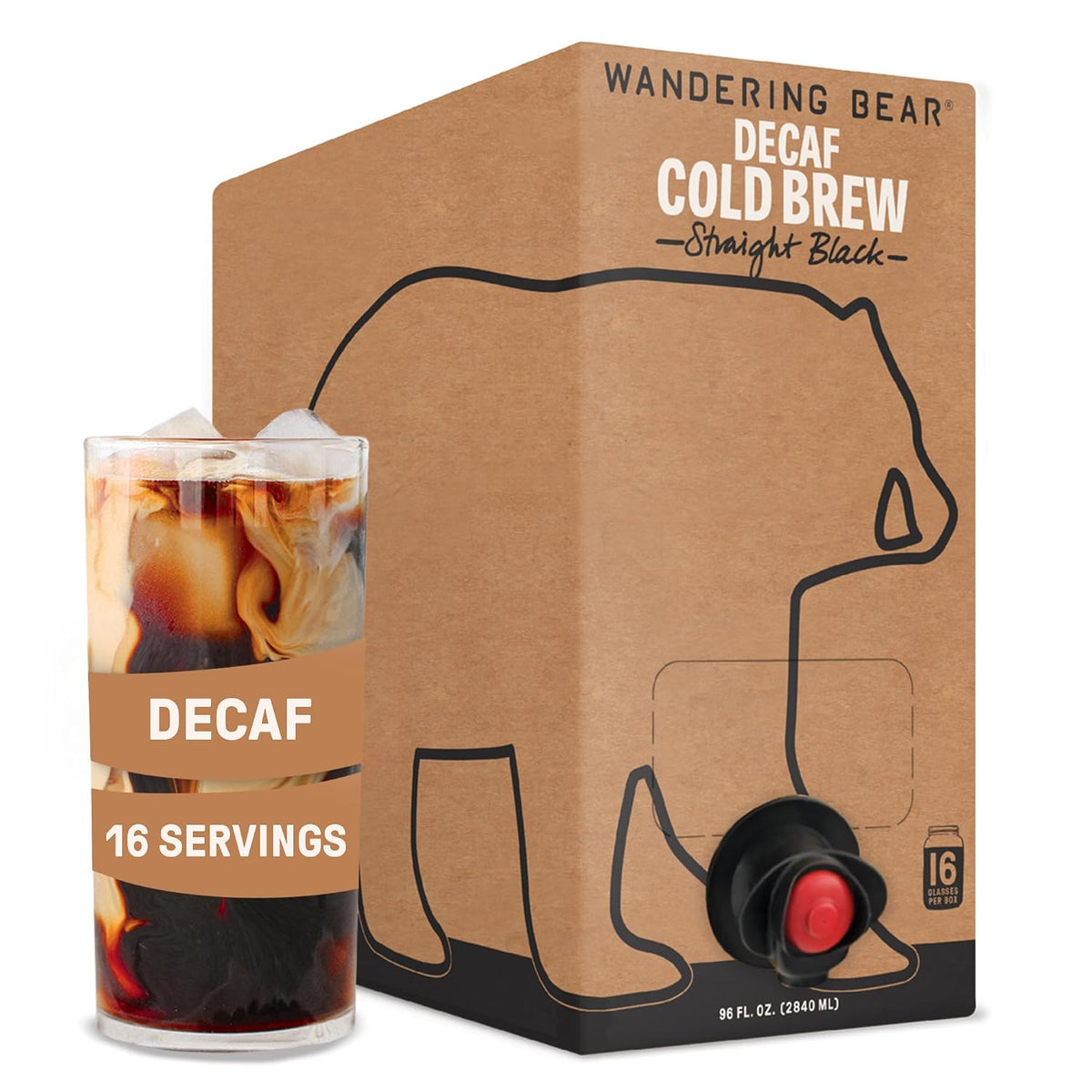 Wandering Bear Straight Black Organic Cold Brew Coffee - 11 fl oz, 12 Pack