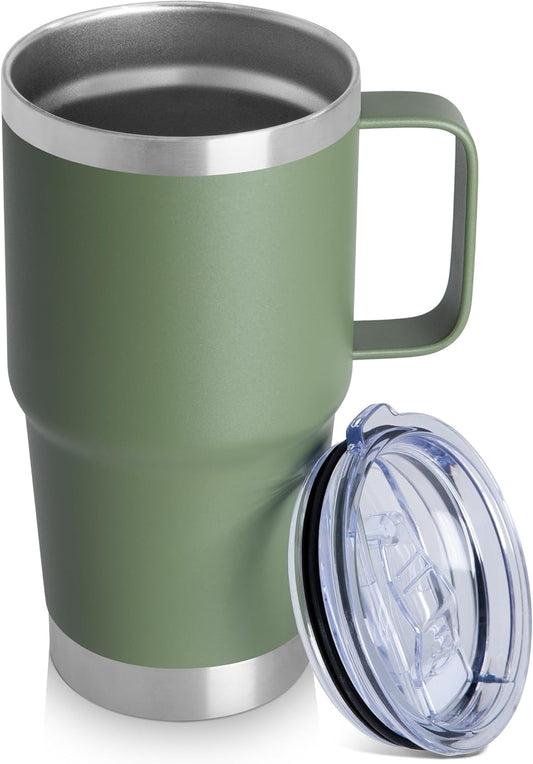 HASLE OUTFITTERS 20oz Tumbler with Lid, Stainless Steel Tumbler with Handle, Metal Insulated Travel Coffee Mug with Handle,