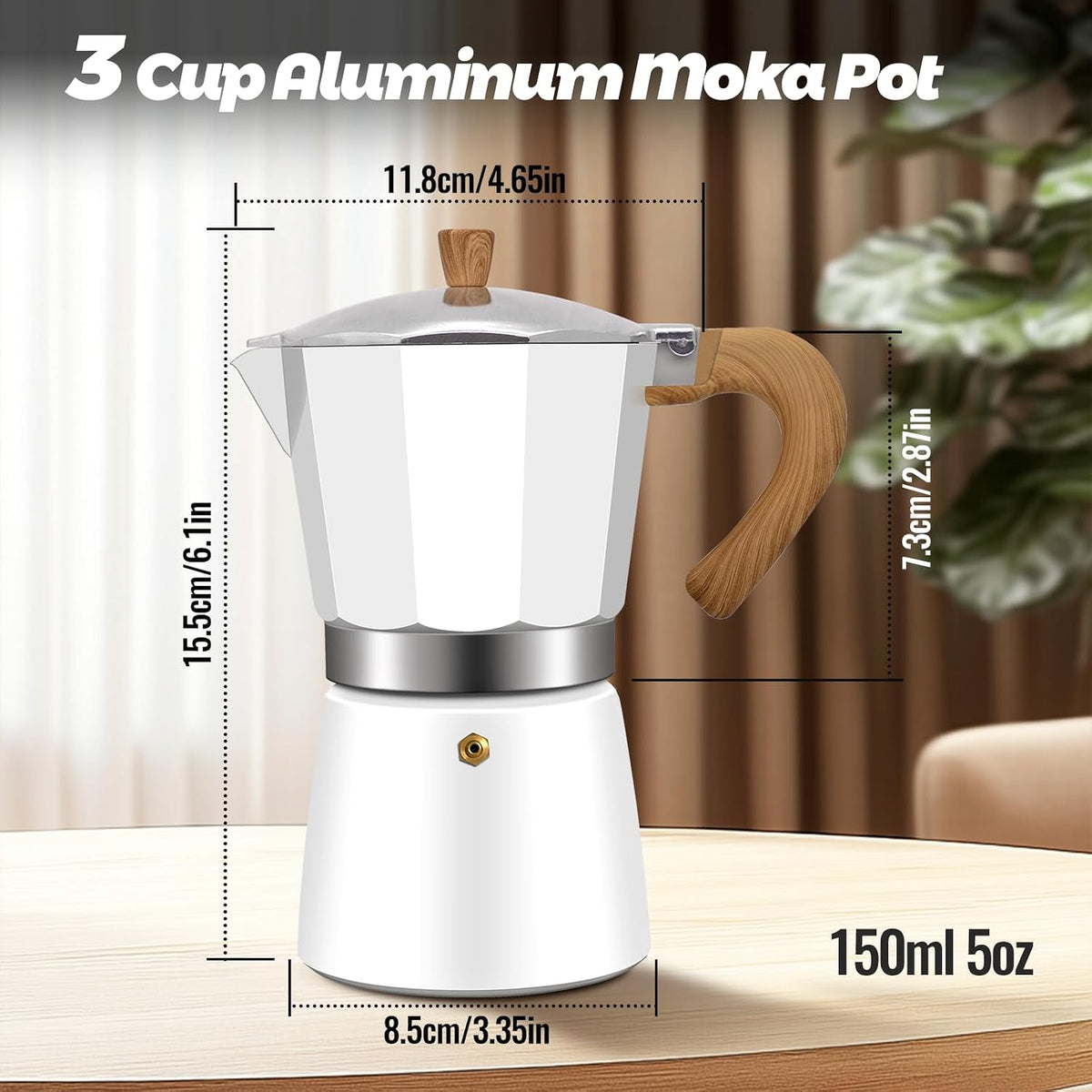 3 Cup Aluminum Moka Pot Classic Stovetop Espresso Coffee Maker