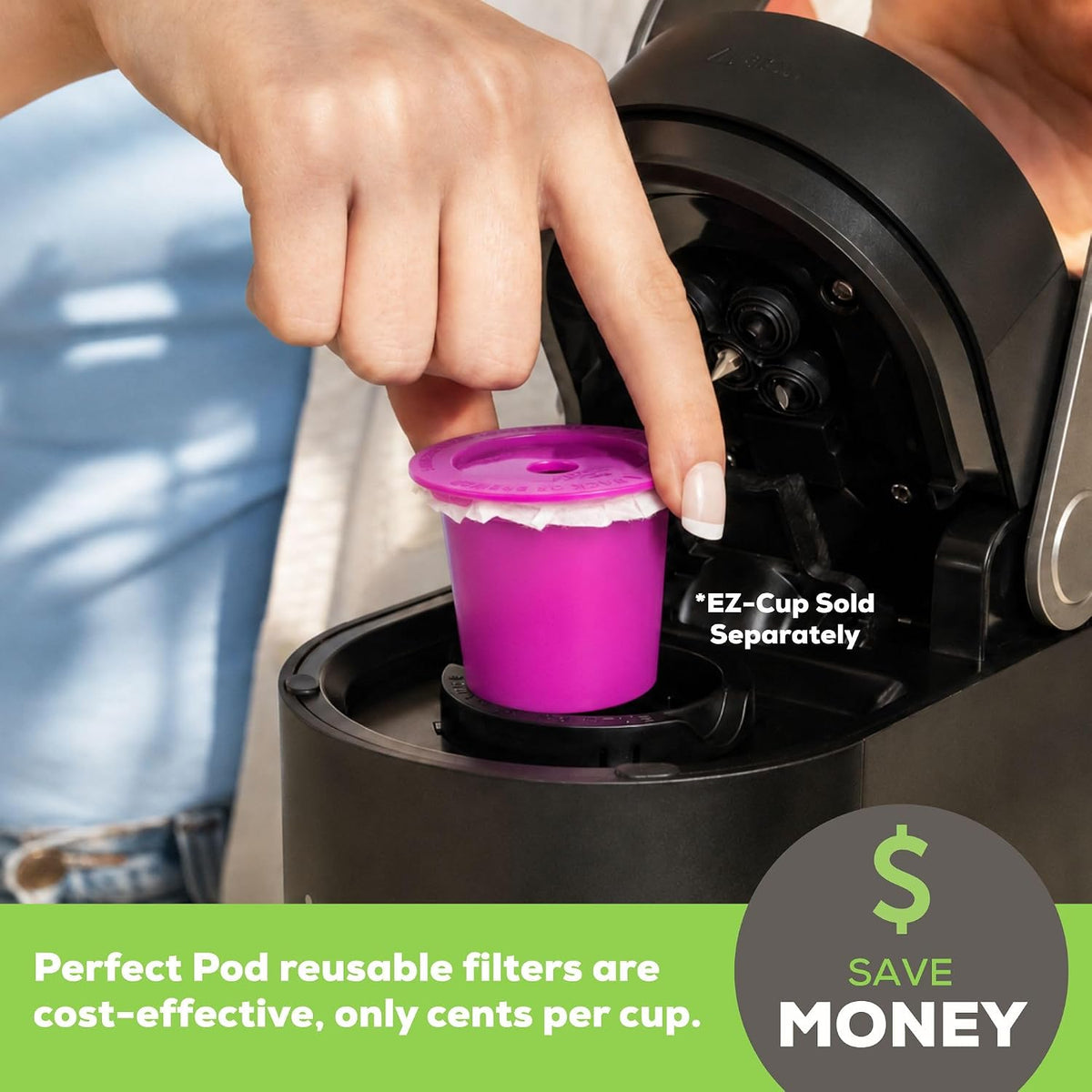 Perfect Pod EZ-Cup Paper Filters with Lid for Reusable Coffee Pods, 800 Ct