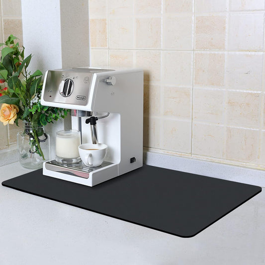 ZLR Coffee Mat - 12" x 20" Middle Kitchen Hide Stain Absorbent Dish Drying Mat for Countertop - Easy to Clean Coffee Bar Mat