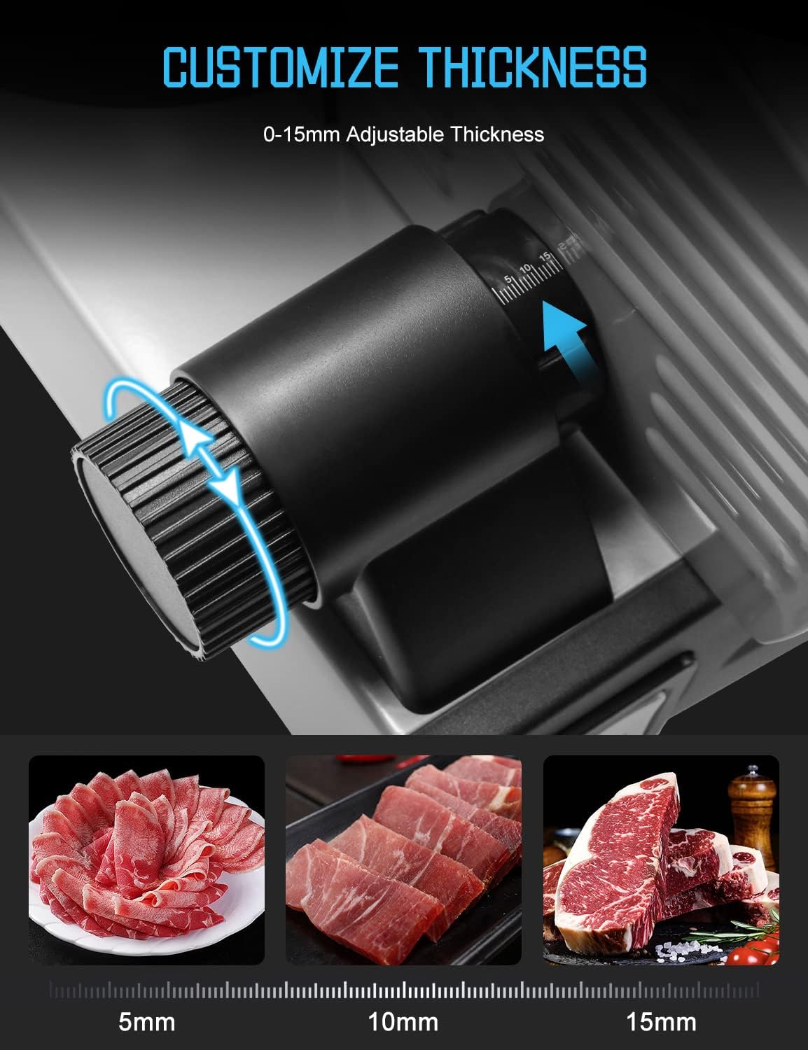 Meat Slicer Machine for Home, 200W Food Slicer with Two 7.5" Blades