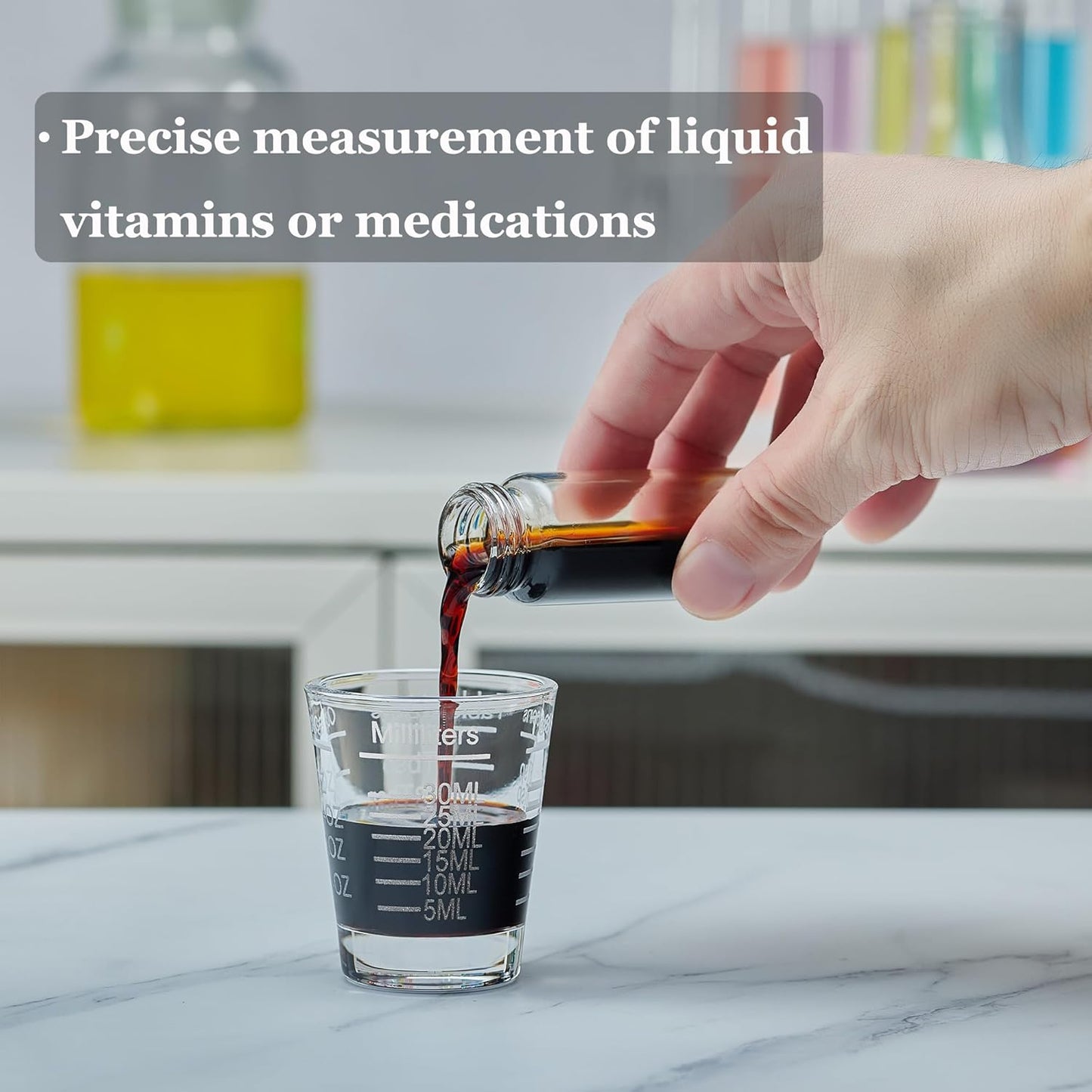 Ackers Shot Glasses Etching Scale Measuring Cup 2PACK Espresso Shot Glasses Liquid Heavy Glass 26-Incremental Measurement 1 OZ, 2 TBS, 6 TSP, 30 ML Kitchen Tools