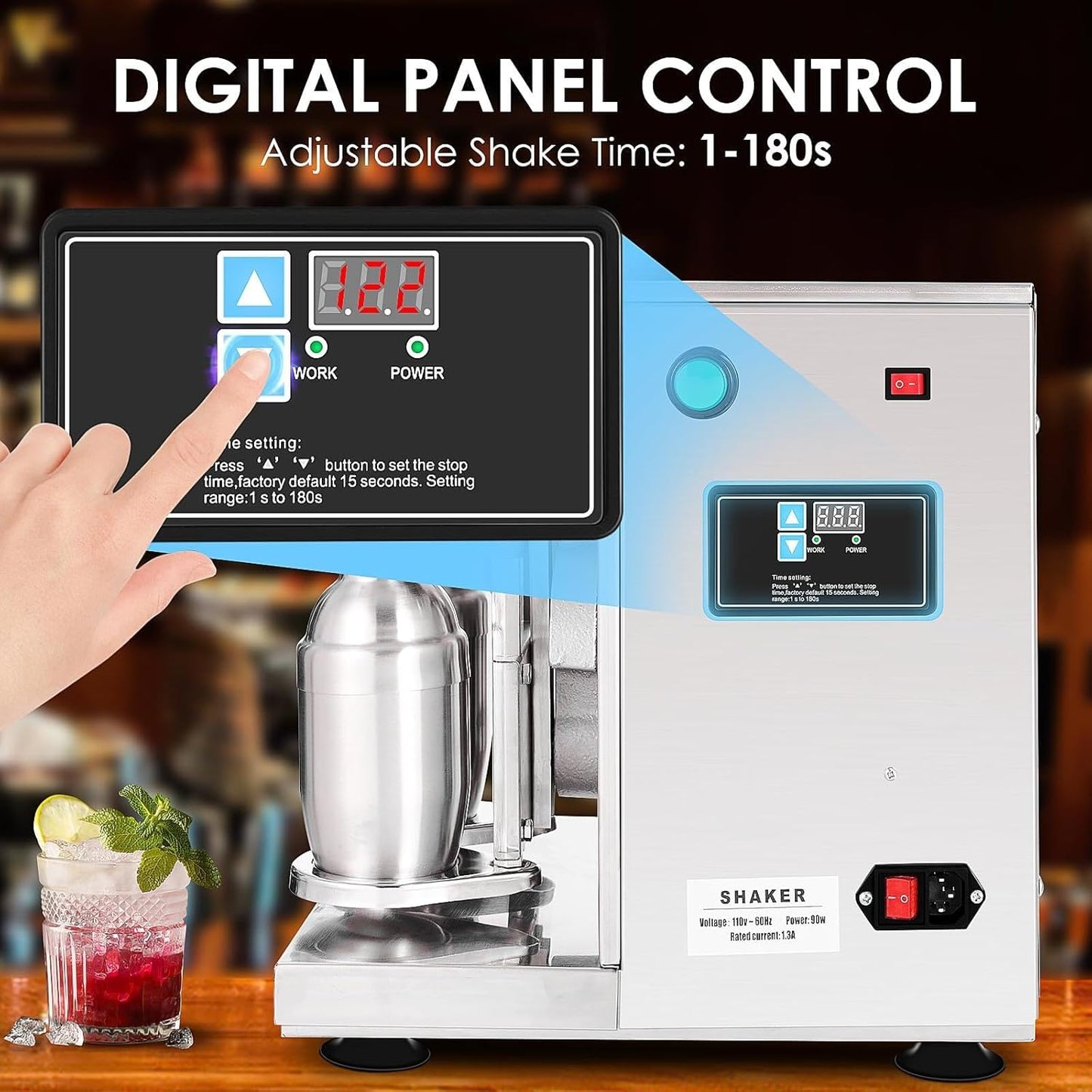 Automatic Electric Milk Tea Shaking Machine, Double Frame, High Efficiency, Intelligent Control, Stainless Steel, 400r/min, 750ml Cups, Wide Application