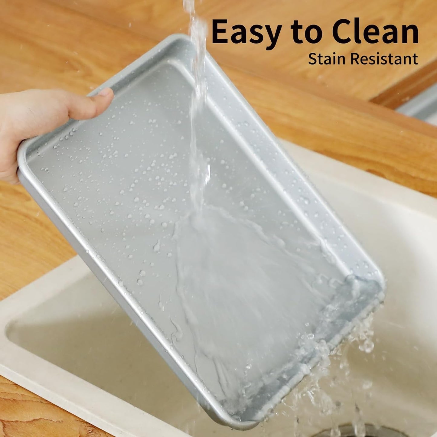 11 Inch Baking Sheet Pans, 2PCS Nonstick Toaster Oven Pan, Small Oven Replacement Trays, Silver