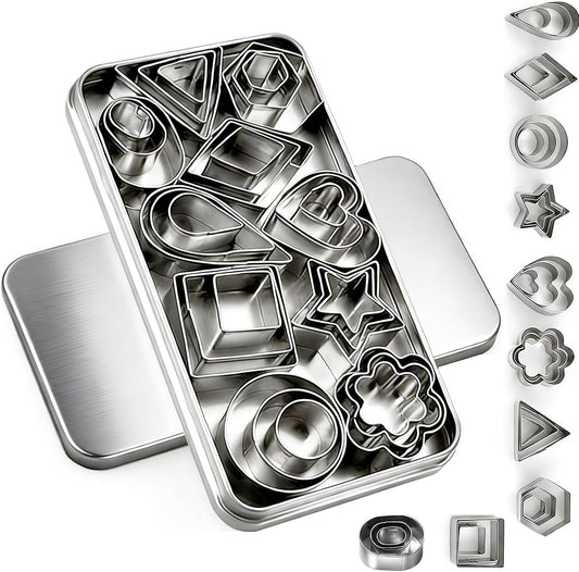 30Pcs Mini Cookie Cutter Set，Stainless Steel Multi Shapes Kit Cutters for Baking, Holiday Cookies, Small Stainless Steel Fruit Veggie Tiny Polymer Clay Cutters for Kids