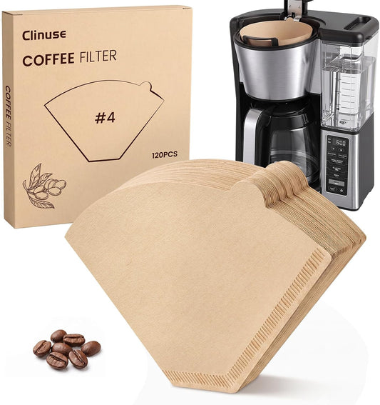 Clinuse 120Pcs #4 Coffee Filters 8-12 Cup, Filters for Ninja Coffee Maker