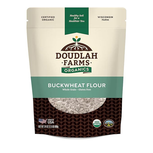 Organic Buckwheat Flour 1.5 lb - Non-GMO, USDA Organic, Gluten Free, Vegan - For Baking Bread, Pancakes, and More! Grown In