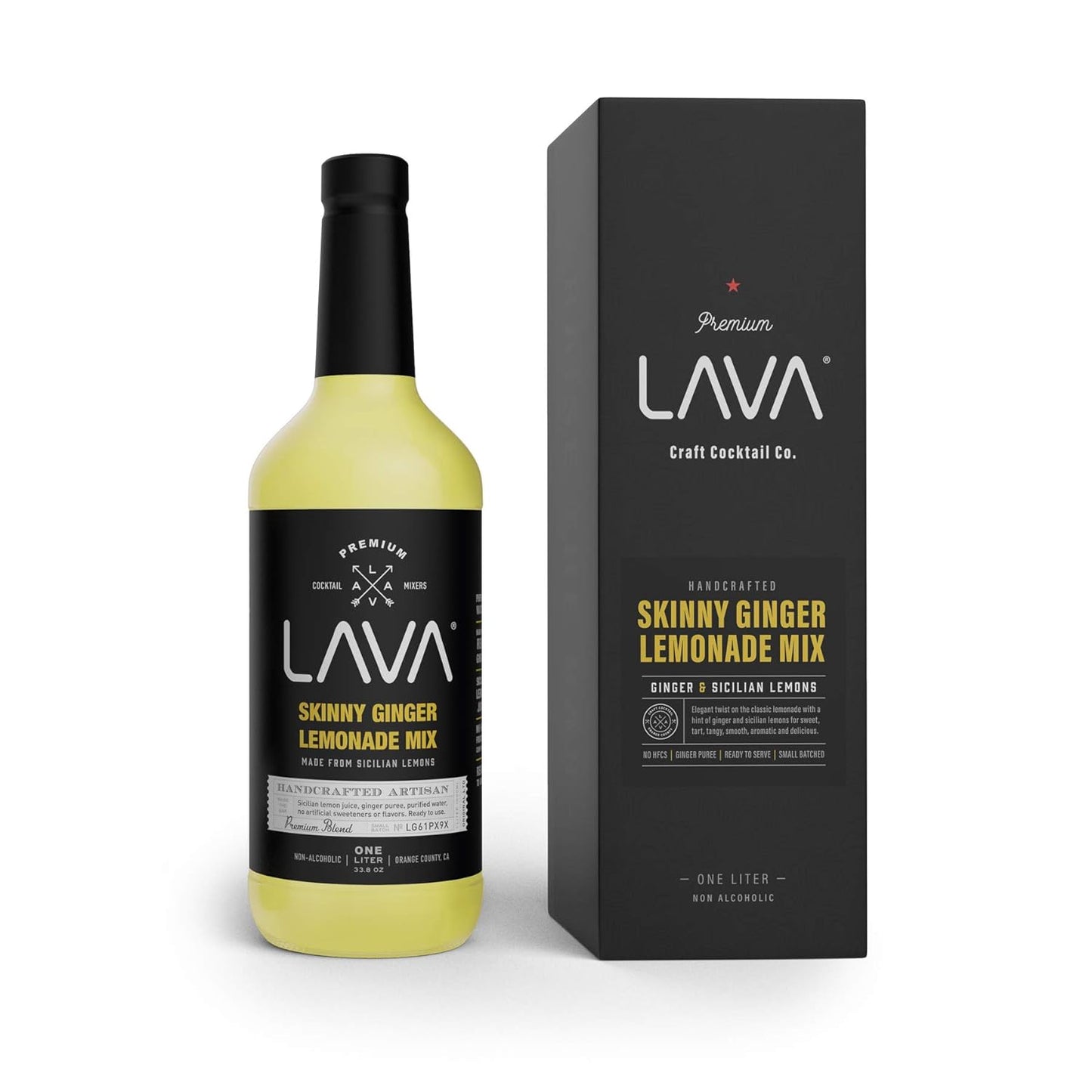LAVA Premium Skinny Ginger Lemonade Vodka Cocktail Mix made with Sicilian Lemon Juice, Candied Ginge