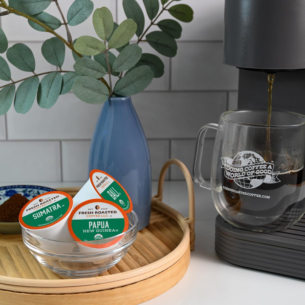 Fresh Roasted Coffee, Organic Single Origin Variety Pack K-Cup Pods for Keurig Brewers, Medium Roast, USDA Organic, Kosher, 96 Count Loose Pack