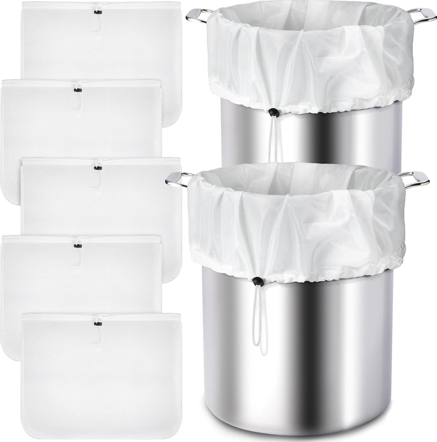 Chumia 5 Pack Brew Bags Reusable Extra Large 26 x 22'' Fine Mesh Strainer Cold Brew Filters Drawstri