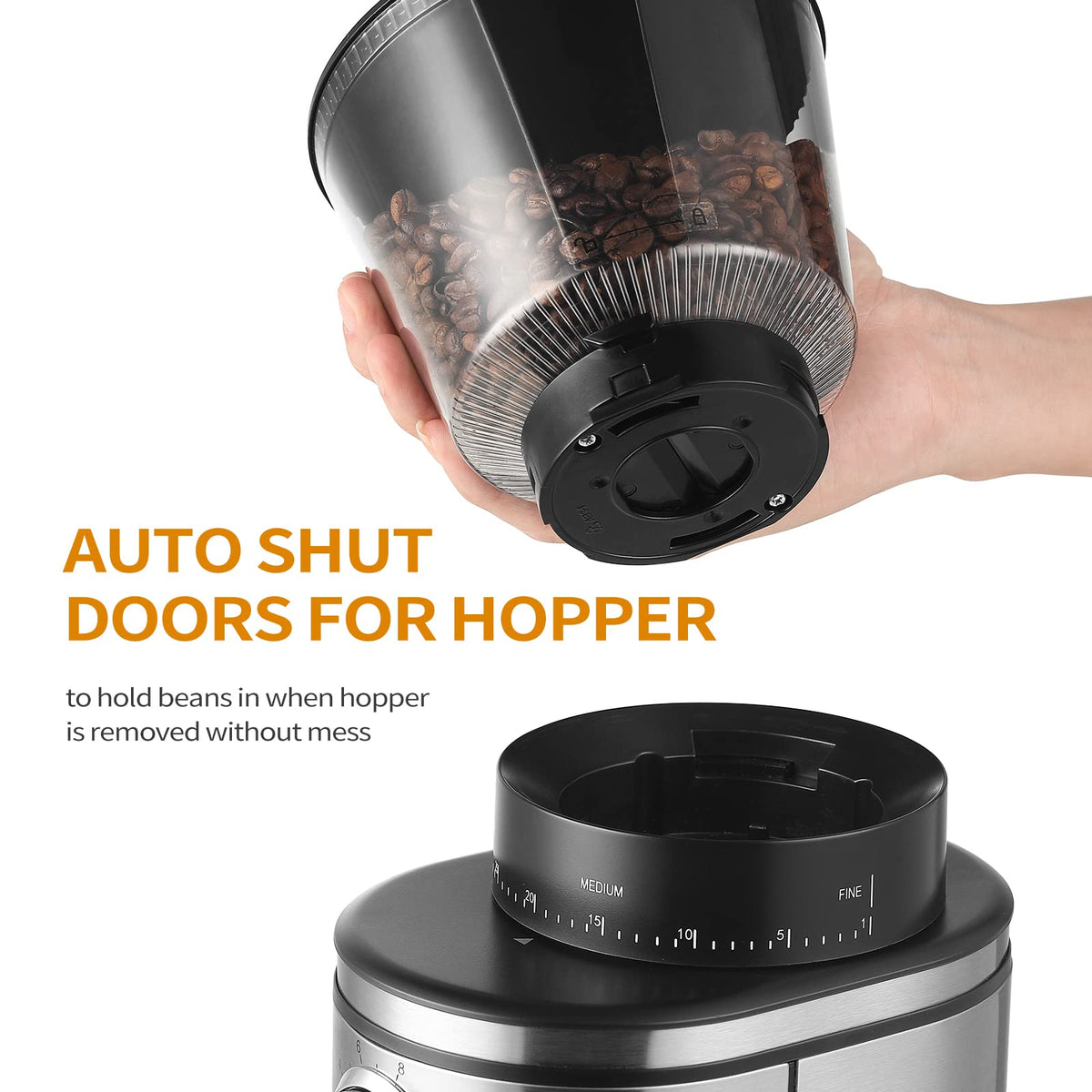 Ollygrin Burr Coffee Grinder, Electric Conical Coffee Bean Grinder With 30 Adjustable Grind Settings For 2-12 Cups, Sliv