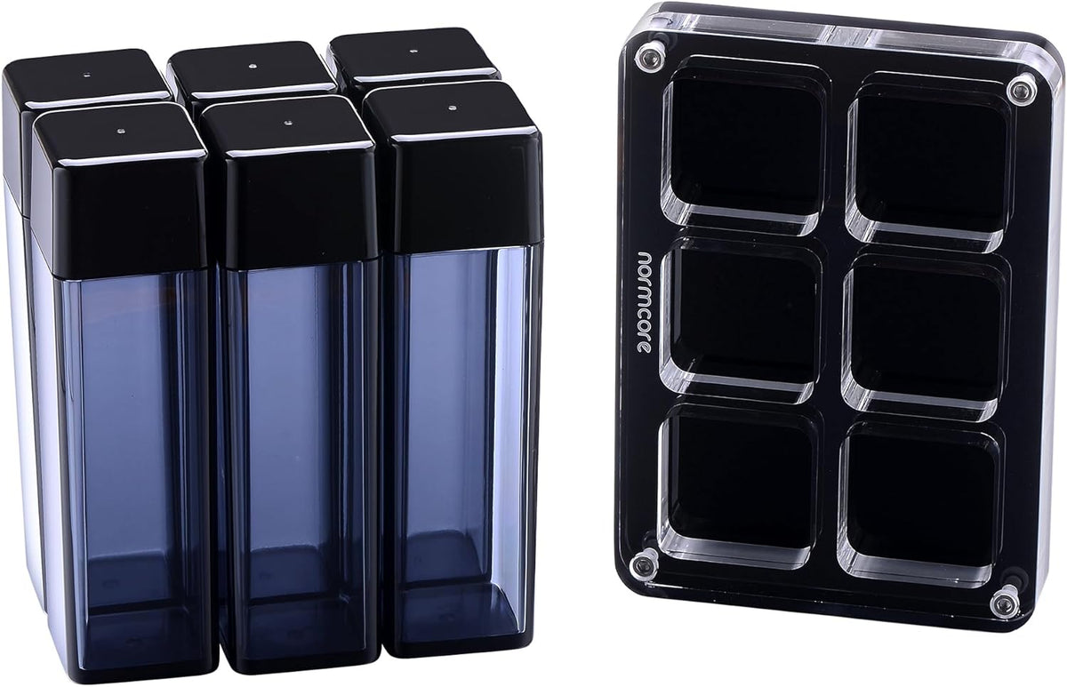 Normcore Single Dose Coffee Bean Storage - 6 pcs Coffee Bean Cellars with Stand &amp; Hopper - Espresso Bean Storage Set - One-Way Exhaust Valve - Patent Pending - Capacity 25-28g