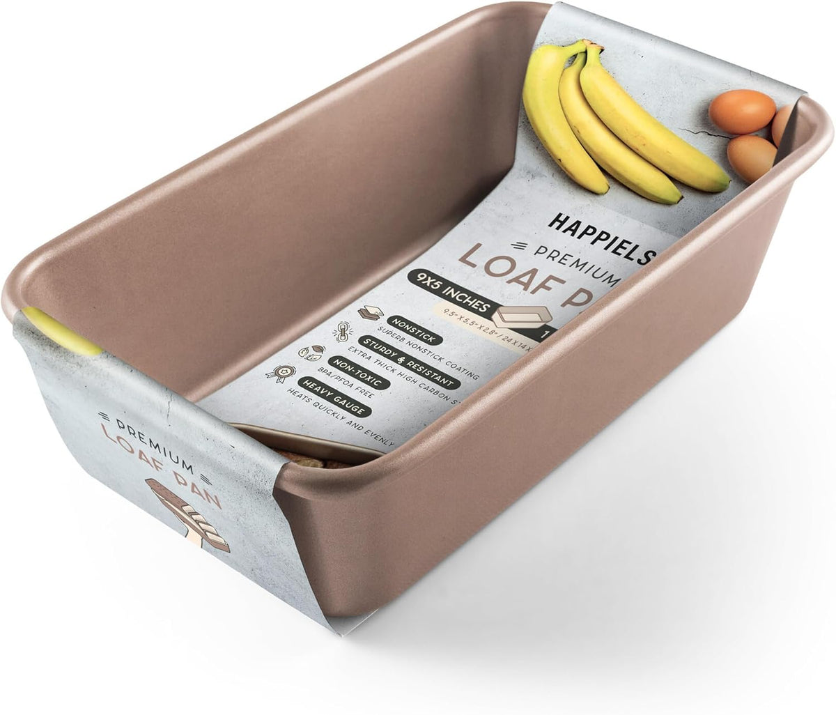 5 x 9 inch Nonstick Loaf Pan 1lb for Oven Baking, PFOA &amp; BPA Free | | Non-Toxic - High Carbon Steel - Gold - Banana Bread Mold