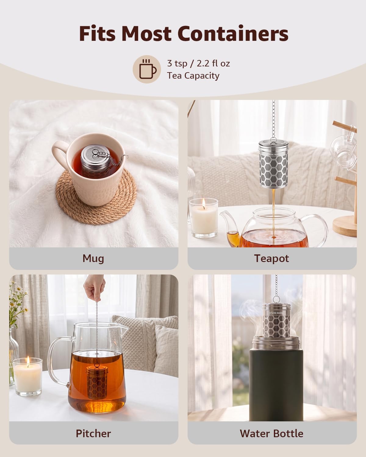 House Again 2 Pack Tea Strainers for Loose Tea