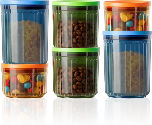 THKAILAR 6-Pack Airtight Food Storage Containers, Coffee-Tinted UV Blocking (10oz/17oz/24oz) for Kitchen Pantry