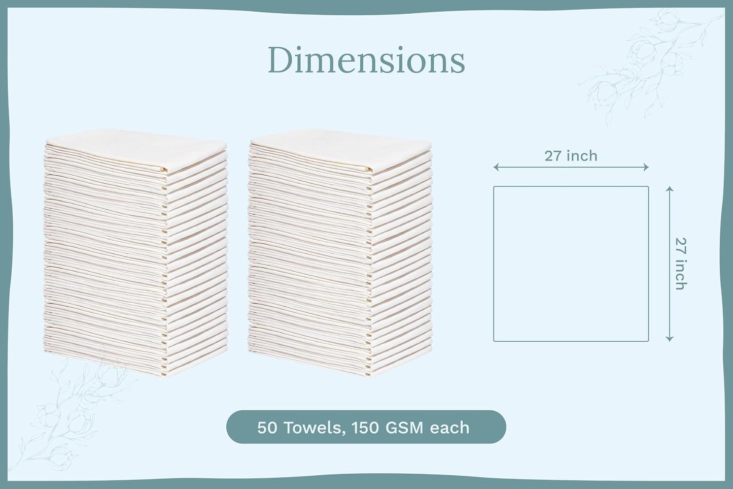 Wholesale Flour Sack Kitchen Towels – 50 Pack, Unbleached, All-Natural 100% Cotton Bulk Flour Sack Towels – Toxic-Free and Dye-Free - Extra Large Size 27”x27” (Natural – 50 Pack)