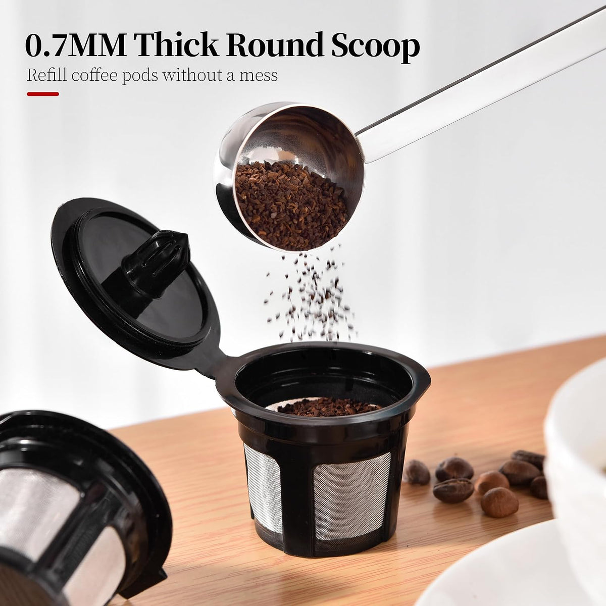 Long Handle Coffee Scoop, 18/8 Stainless Steel Food Grade Measuring Spoon for Coffee Beans Powders Sugar, 9.9in Long Metal Scoop Tablespoon for Easy Container Reach (1tbsp/ 15ml)