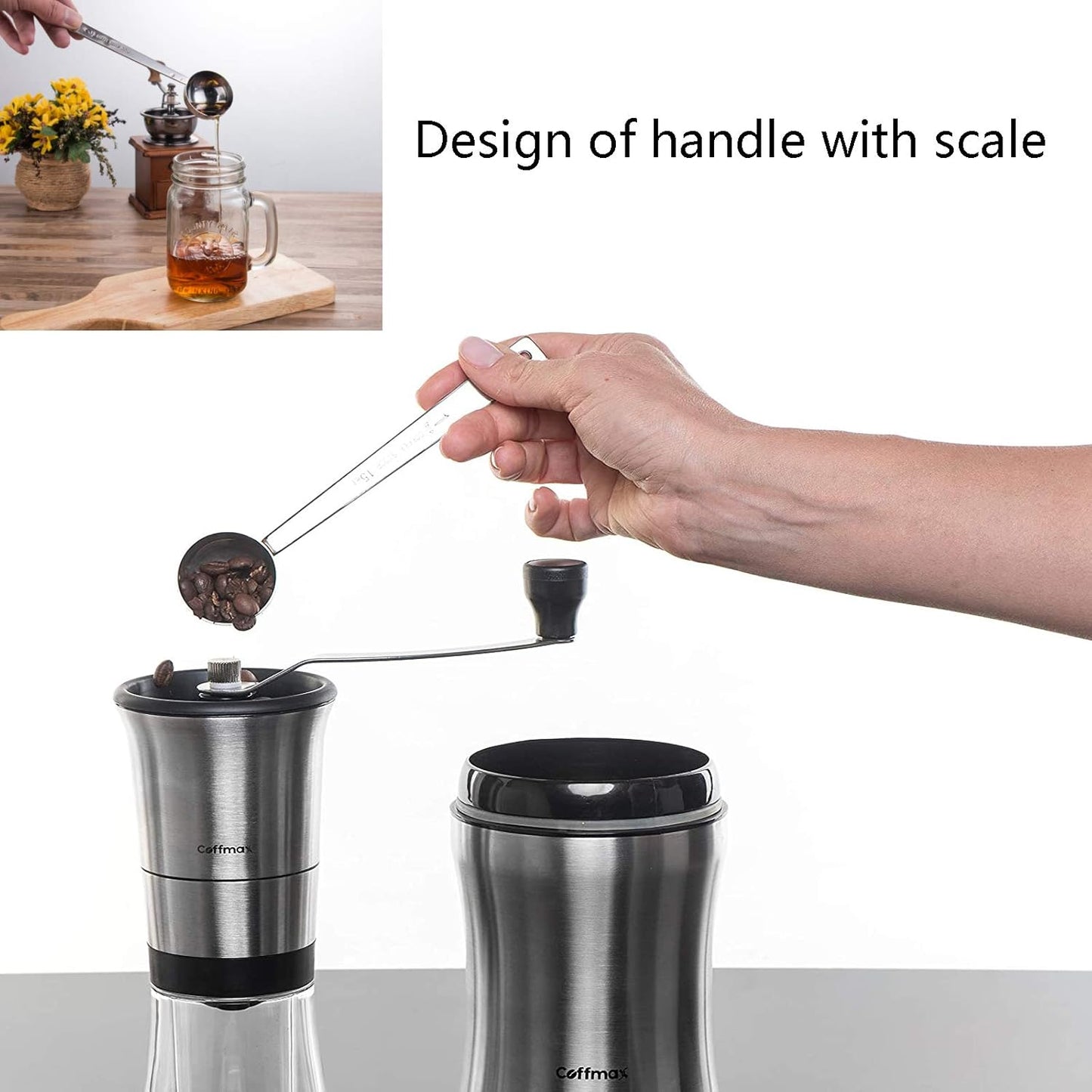 2-piece stainless steel tablespoon measure spoon, coffee scoop 1 tablespoon, long handle coffee scoop suitable for coffee powder and coffee making (silver-2pcs-15ml)