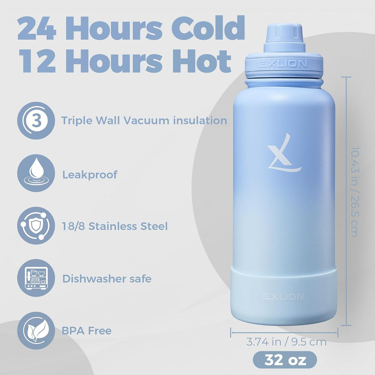 Lexlion Tea Infuser Water Bottle 32 Oz
