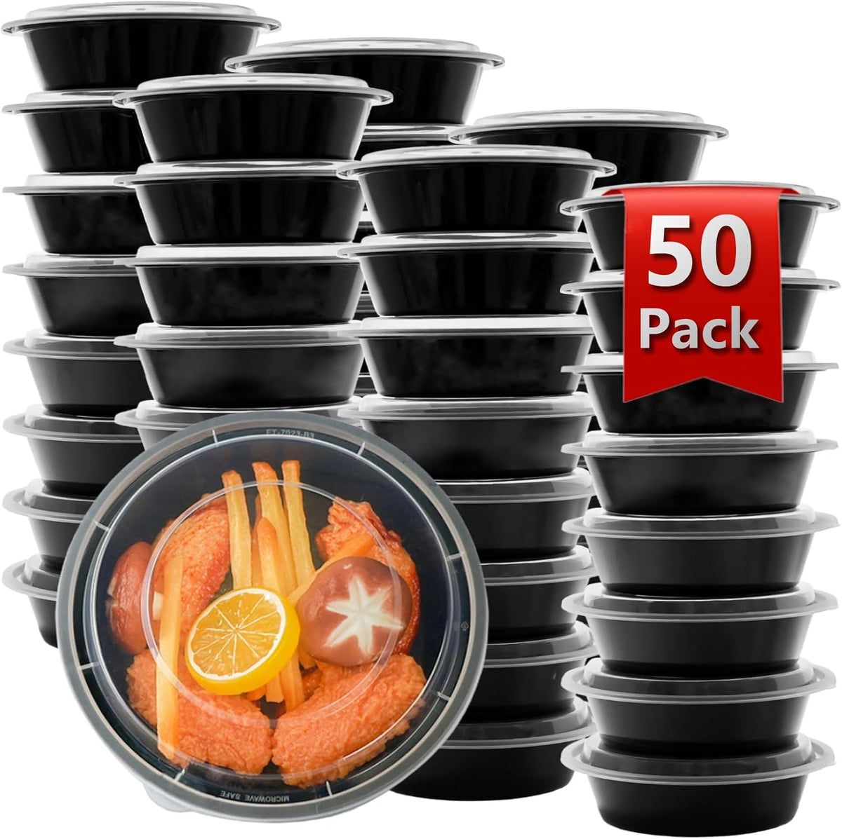 Meal Prep Containers, Food Containers with Lids, 24 oz, 50 Pack