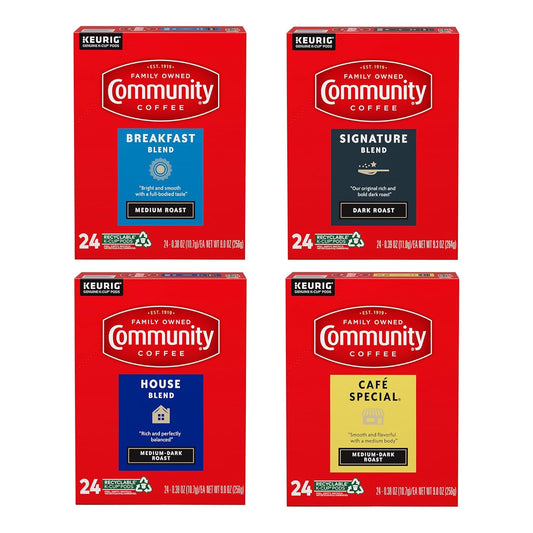 Community Coffee Variety Pack 96 Count Coffee Pods, Medium Dark Roast, Compatible with Keurig K-Cup Brewers, 24 Count (Pack