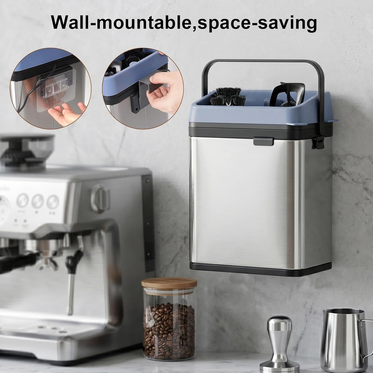 Electric Portafilter Cleaner, Automatic Portafilter Cleaner 58mm Knock Box | Dual Station Coffee Puck Cleaner Machine | Espresso Knock Box | Puck Sucker | Commercial &amp; Home Barista Tool
