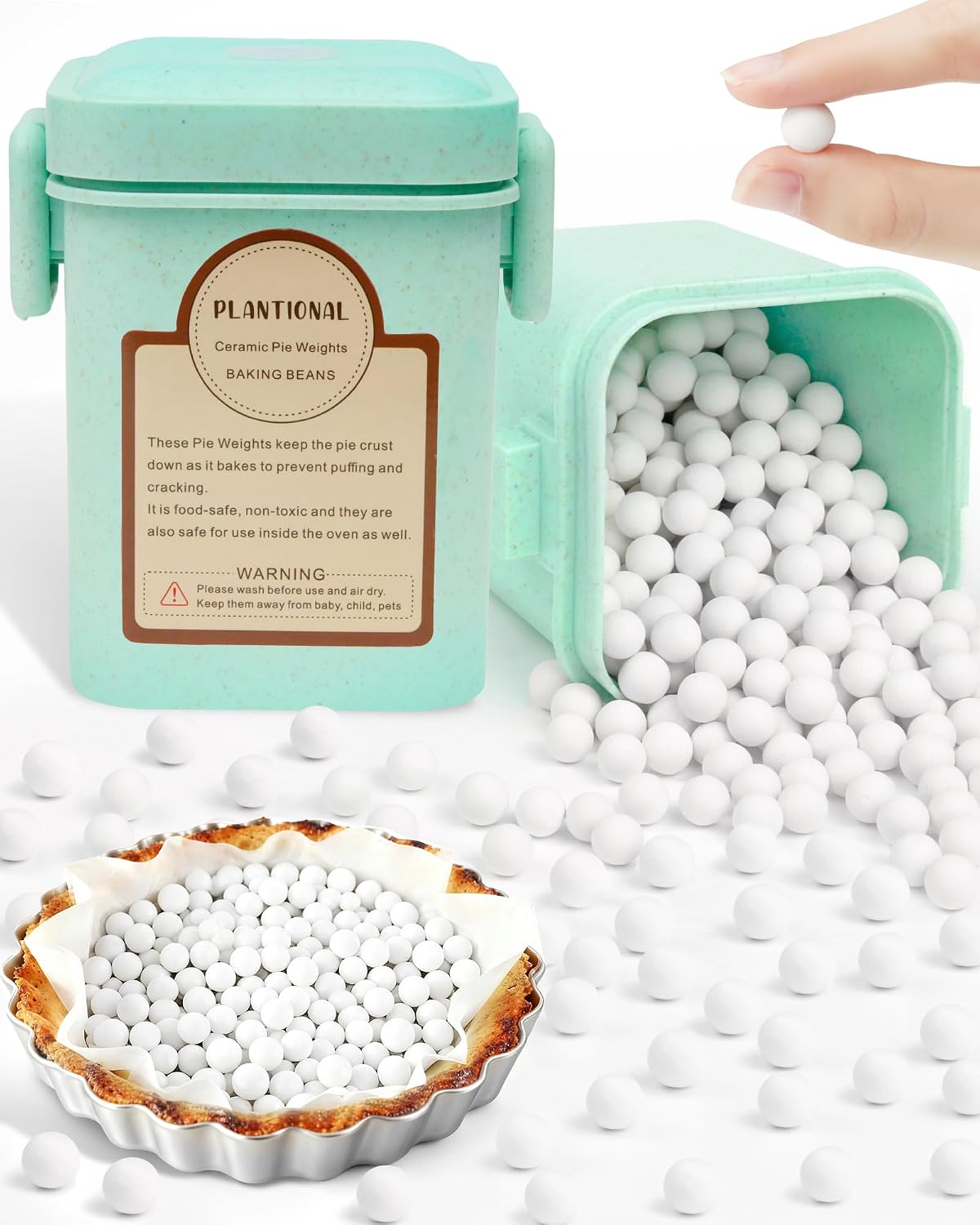 Baking Ceramic Pie Weights, Natural Stoneware For Blind Baking Pie Crusts | 1.5 lb 10mm Ceramic Pie Weights, Heat Resistant to 480°F, Reusable Pie Weights for Homemade &amp; Store-Bought Pie Crusts