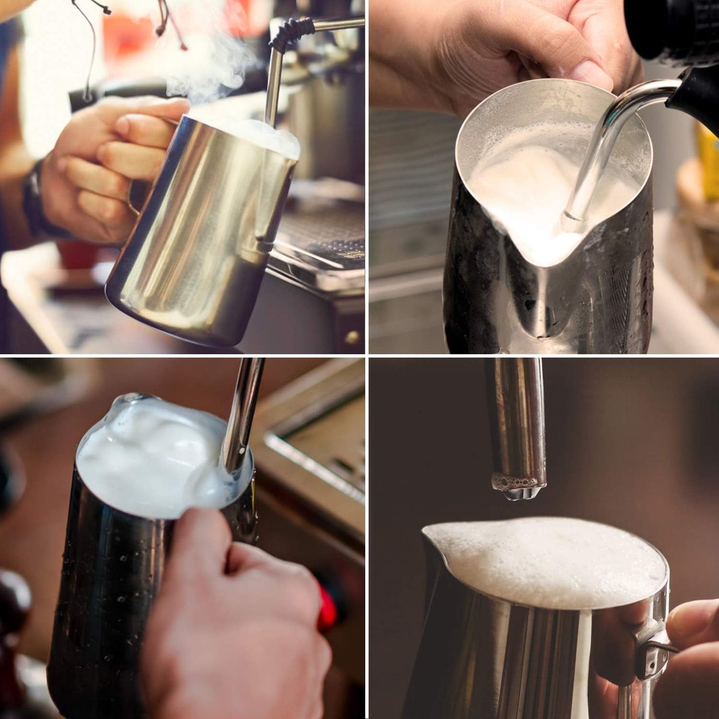 Milk Frothing Jug, Milk Frothing Pitcher Pouring Jug Espresso Cup with Measurement Inside 32oz/900ml Stainless Steel Creamer Cup for Making Coffee Cappuccino Hot Chocolate Machine