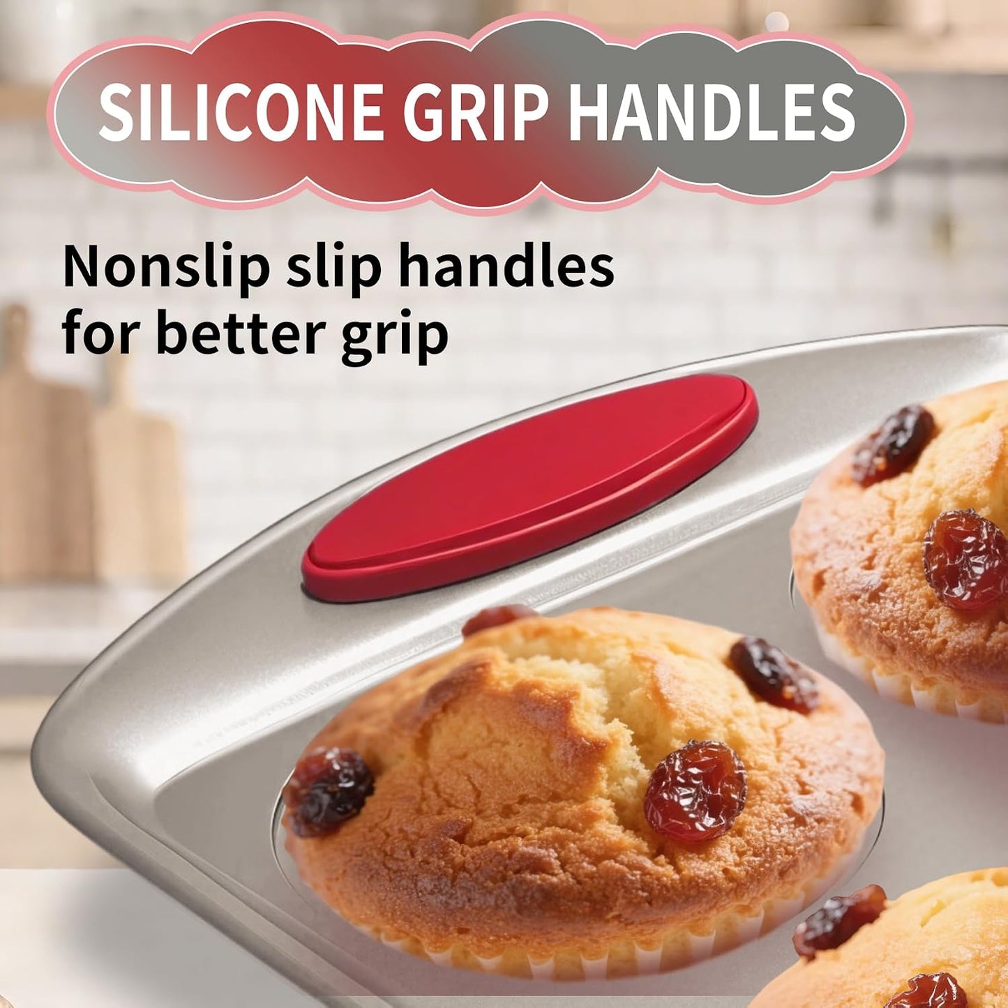 24 Cup Mini Cupcake Pan with Silicone Handles, Non-Stick Mini Muffin Pan, Baking Molds for Mini Cupcakes, Muffins, Quiches, Carbon Steel Mini Baking Pan, Dishwasher Safe (2 Pack)