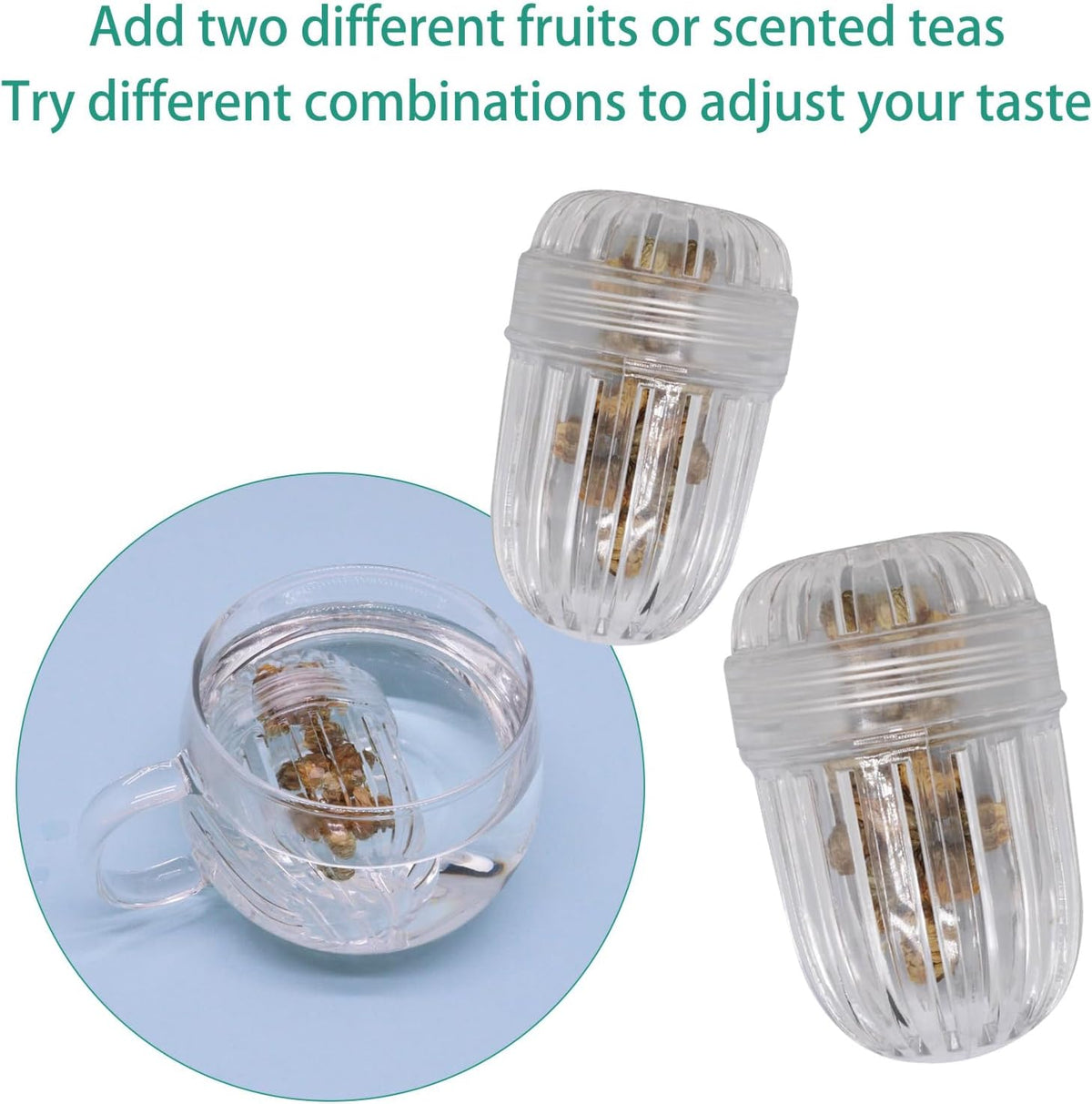 2Pcs Fruit Infuser Insert for Wide Mouth Water Bottles, Flower Tea Infuser Bottle Ball, Leak-Proof Herb &amp; Tea Strainer for Loose Leaf Tea, Floral Tea, Coffee, Fruit