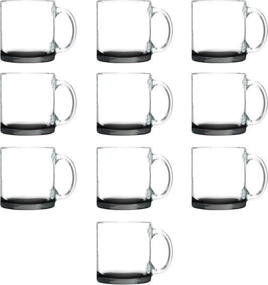 Libbey Clear Glass Coffee Mugs 13 oz. Set of 10, Bulk Pack - Perfect for Coffee, Tea, Espresso, Hot Cocoa, Other Beverages -