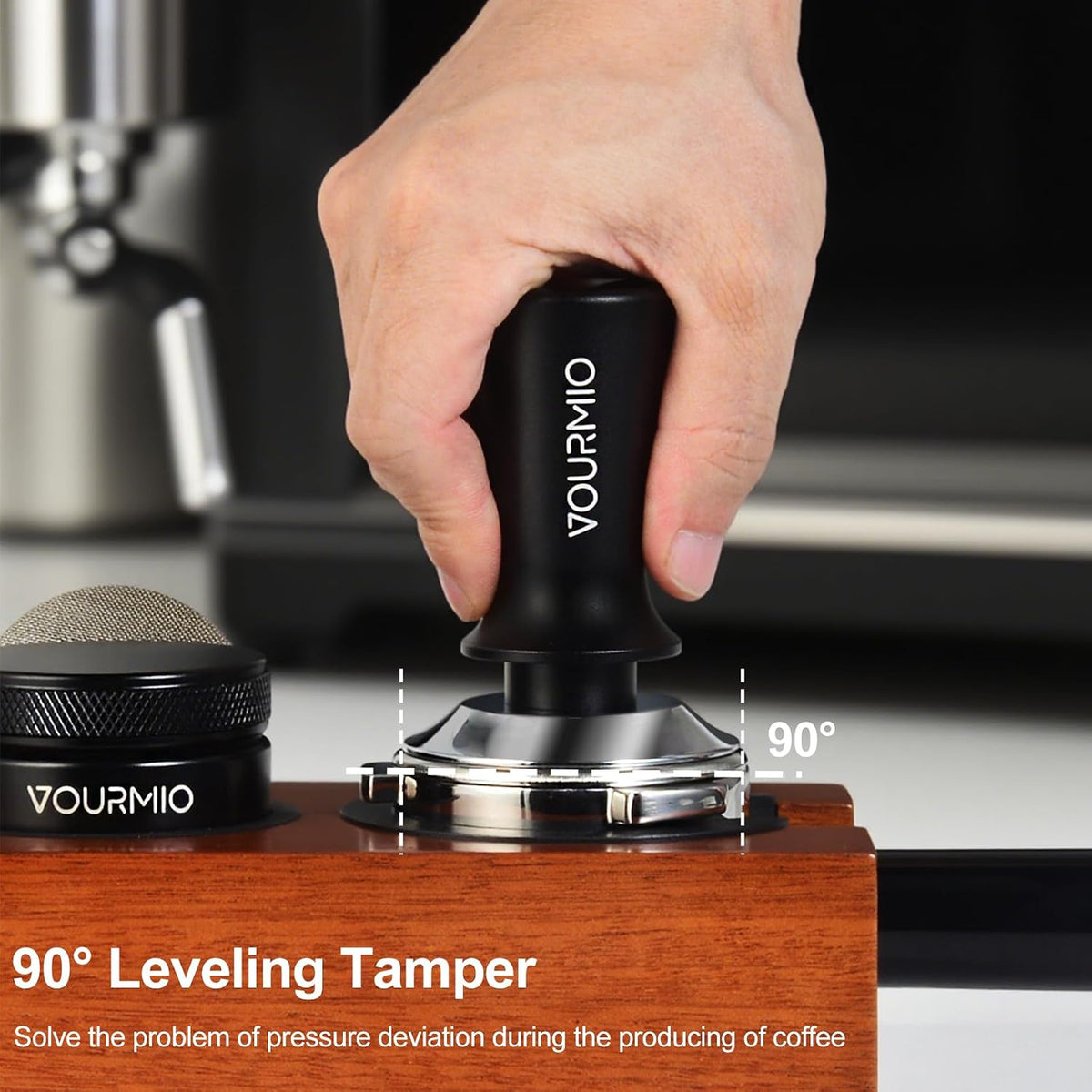 54mm Espresso Tamper - Calibrated Coffee Tamper with Spring Loaded 30lb Pressure, Stainless Steel Tamper for Barista, Compatible with 53mm/54mm Breville Portafilter, Black