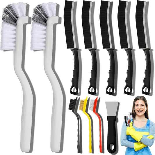 11Pcs Crevice Cleaning Brush Set, Hard Bristle Cleaning Supplies for Kitchen, Bathroom, Corner, Grout, Sink, Cup, Teapot,