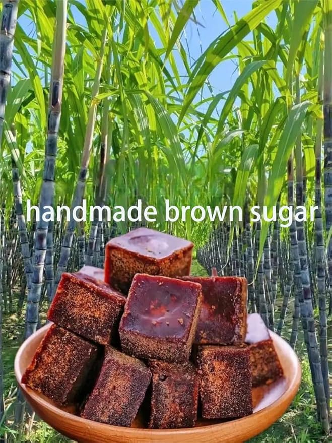 Pure Brown Sugar-Handmade dark brown sugar period-Sweetener for Cooking,Black Sugar from Yunnan, Additive-Free Original flavr (8.81oz)