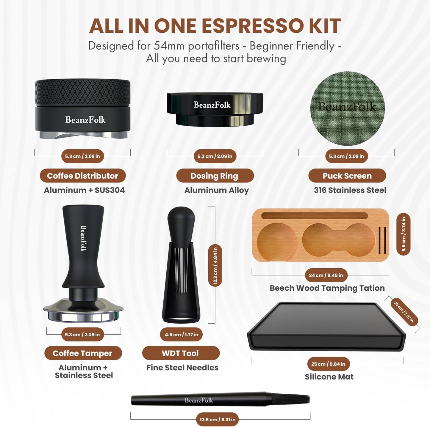 54mm Espresso Accessories Kit for Breville 8-Piece Barista Set