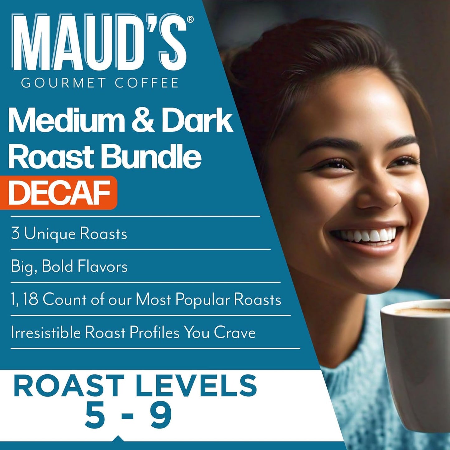 Maud's Decaf Dark Roast and Decaf Medium Roast Coffee Pods Bundle, 54 ct, Decaffeinated Coffee in Recyclable Single Serve Pods – 100% Arabica Coffee