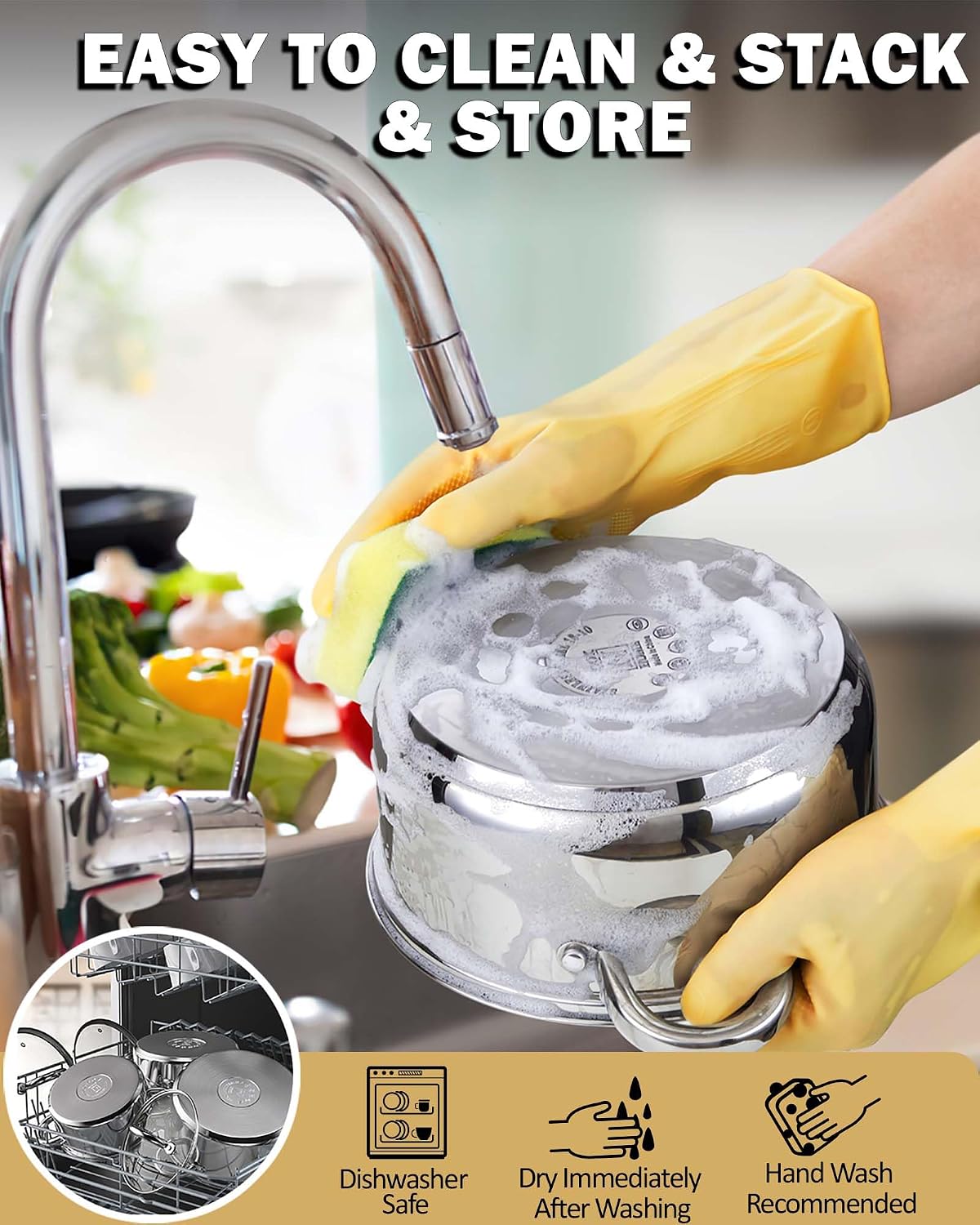 Cook N Home Sauce Pot Stainless Steel Stockpot with Glass Lid, Basic Saucier Casserole Pan Set, 6 Piece Set