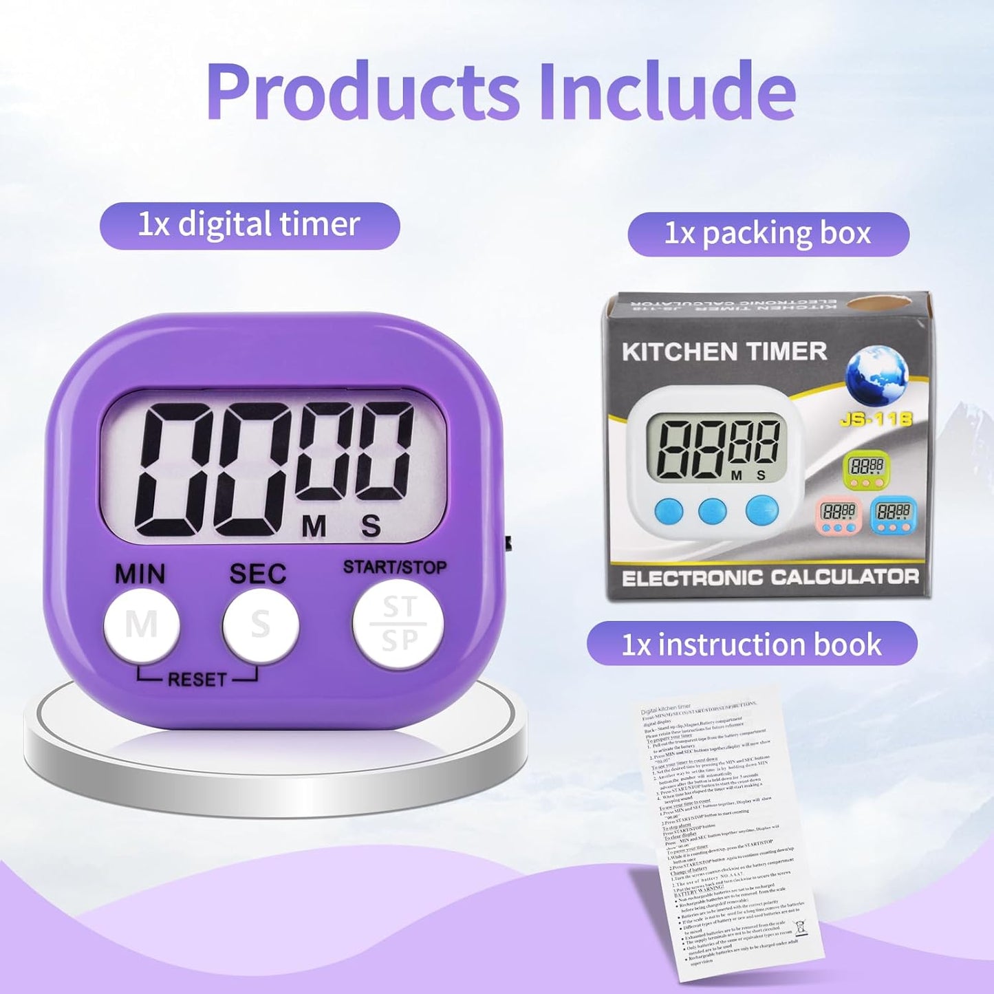 24 Pack Timers Magnetic Kitchen Timer Cooking Timers for Kitchen Digital Timer with Big Display Loud Ring Electronic Timer for Cooking, Classroom, Break Time(24, White,Green,Blue,Purple)
