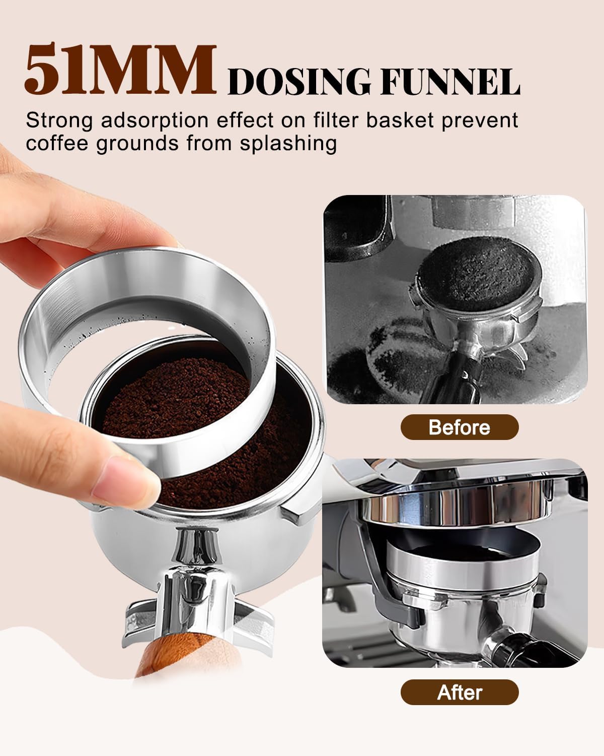 Espresso Accessories Set, 53mm Espresso Tampera &amp; Dosing Funnel